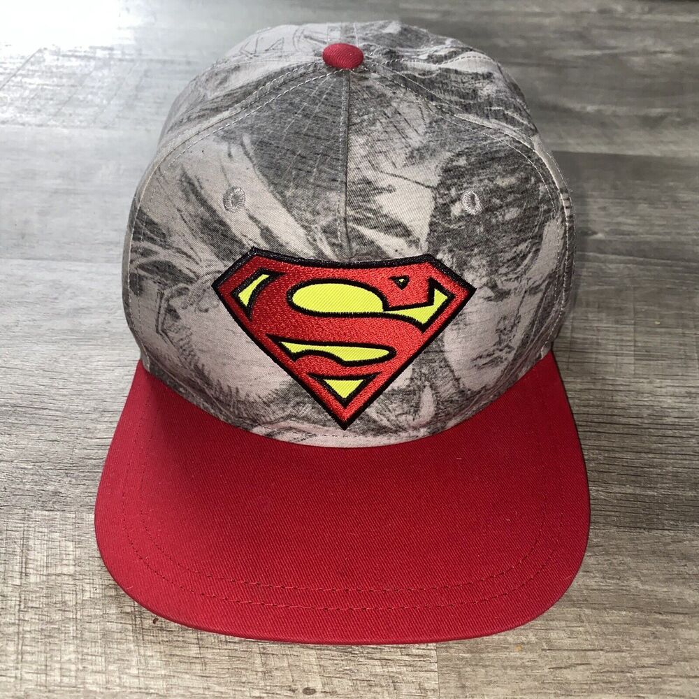 DC Comics Superman Youth Cap Hat Cotton Adjustable Snapback Superhero Red Gray